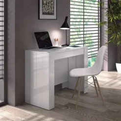 Tavolo 51/237cm consolle allungabile moderno bianco lucido Demetra