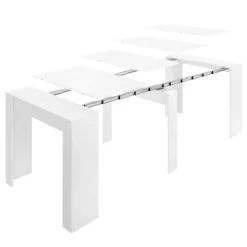 Tavolo 51/237cm consolle allungabile moderno bianco lucido Demetra