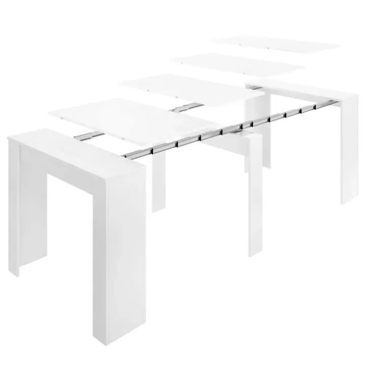 Tavolo 51/237cm consolle allungabile moderno bianco lucido Demetra
