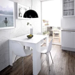Tavolo 51/237cm consolle allungabile moderno bianco lucido Demetra