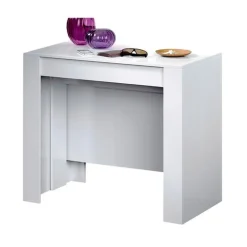 Tavolo 51/237cm consolle allungabile moderno bianco lucido Demetra