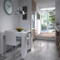 Tavolo 51/237cm consolle allungabile moderno bianco lucido Demetra