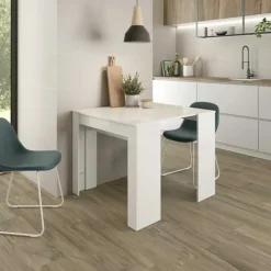 Tavolo 51/237cm consolle allungabile moderno bianco lucido Demetra