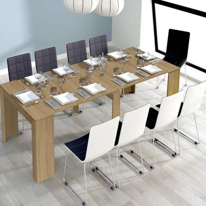 Tavolo 51/237cm consolle allungabile moderno rovere chiaro Venere