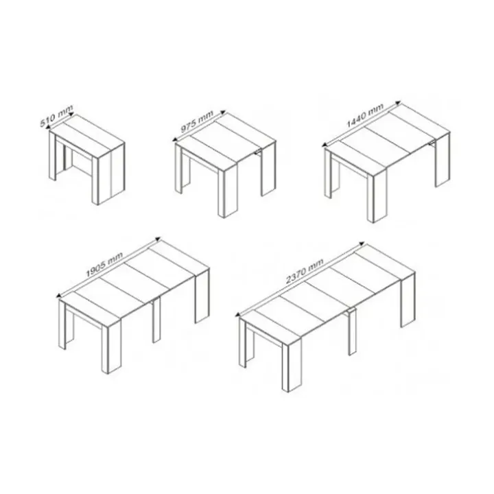 Tavolo 51/237cm consolle allungabile moderno rovere chiaro Venere