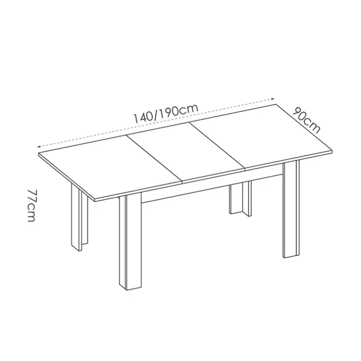 Tavolo 140/190cm da pranzo allungabile bianco lucido Afrodite