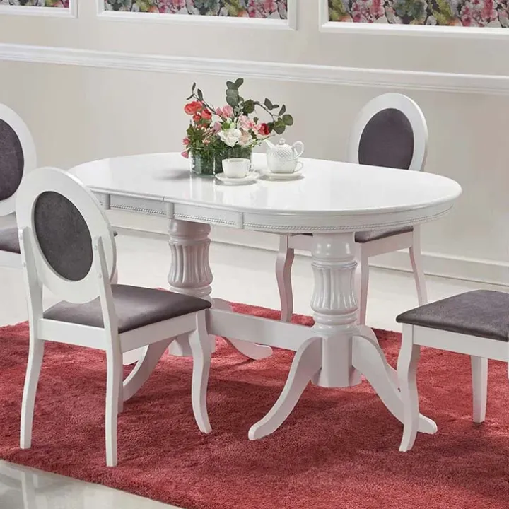 Tavolo 150/190cm da pranzo allungabile moderno bianco lucido Duncan