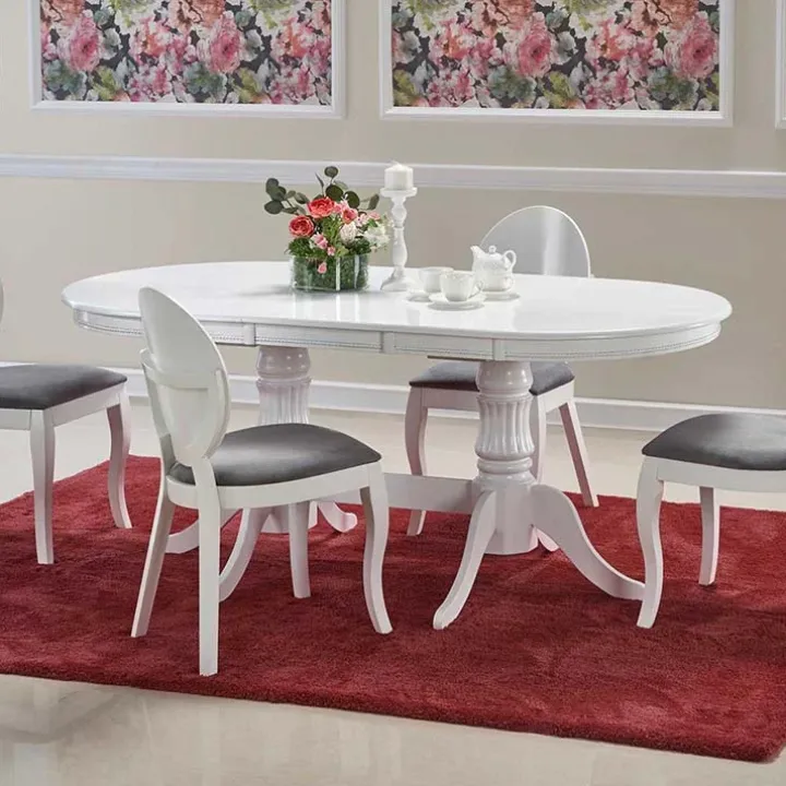 Tavolo 150/190cm da pranzo allungabile moderno bianco lucido Duncan