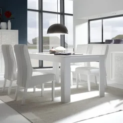 Tavolo 137/185cm da pranzo allungabile moderno bianco opaco Deluxe Halston