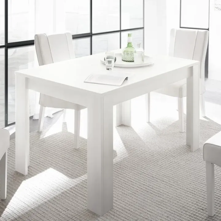 Tavolo 137/185cm da pranzo allungabile moderno bianco opaco Deluxe Halston