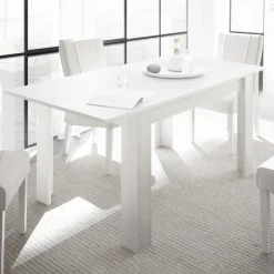 Tavolo 137/185cm da pranzo allungabile moderno bianco opaco Deluxe Halston