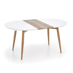 Tavolo 120/200cm ovale allungabile bianco rovere miele Papiro Gihome®