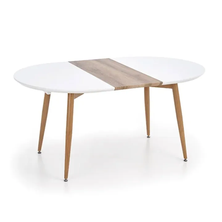 Tavolo 120/200cm ovale allungabile bianco rovere miele Papiro Gihome®