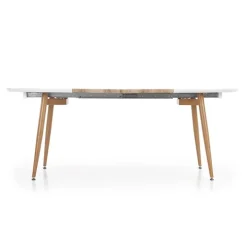 Tavolo 120/200cm ovale allungabile bianco rovere miele Papiro Gihome®