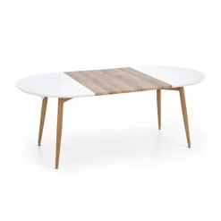 Tavolo 120/200cm ovale allungabile bianco rovere miele Papiro Gihome®