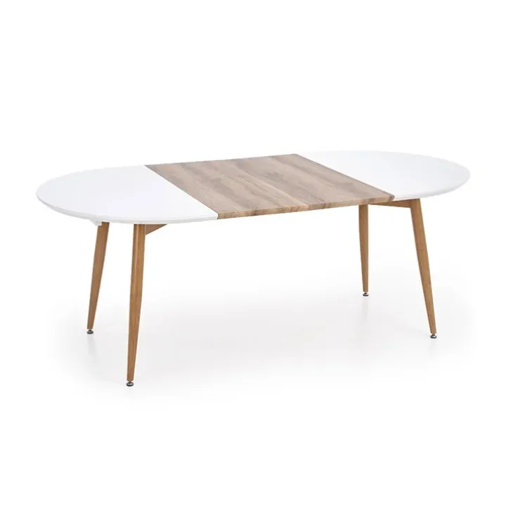 Tavolo 120/200cm ovale allungabile bianco rovere miele Papiro Gihome®