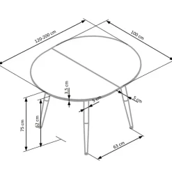 Tavolo 120/200cm ovale allungabile bianco rovere miele Papiro Gihome®