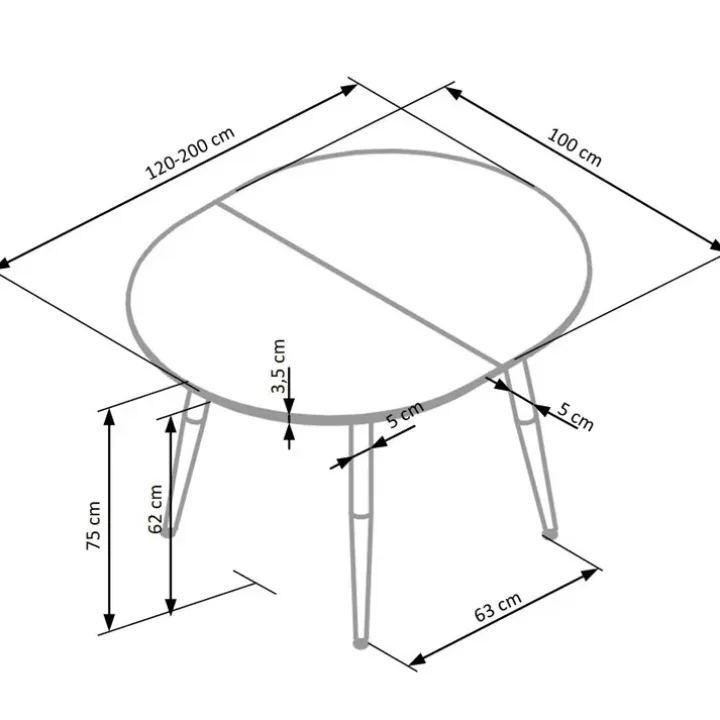 Tavolo 120/200cm ovale allungabile bianco rovere miele Papiro Gihome®