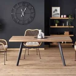 Tavolo 140/180cm rettangolare allungabile noce miele nero Meja