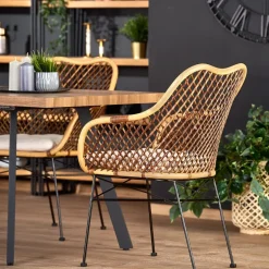Tavolo 140/180cm rettangolare allungabile noce miele nero Meja