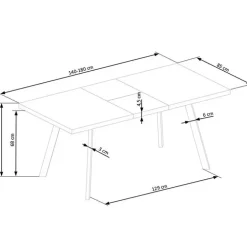 Tavolo 140/180cm rettangolare allungabile noce miele nero Meja