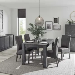 Tavolo 137/185cm rettangolare allungabile moderno effetto marmo nero Viking