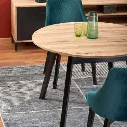 Tavolo 102/142cm rotondo allungabile moderno rovere nero Medina