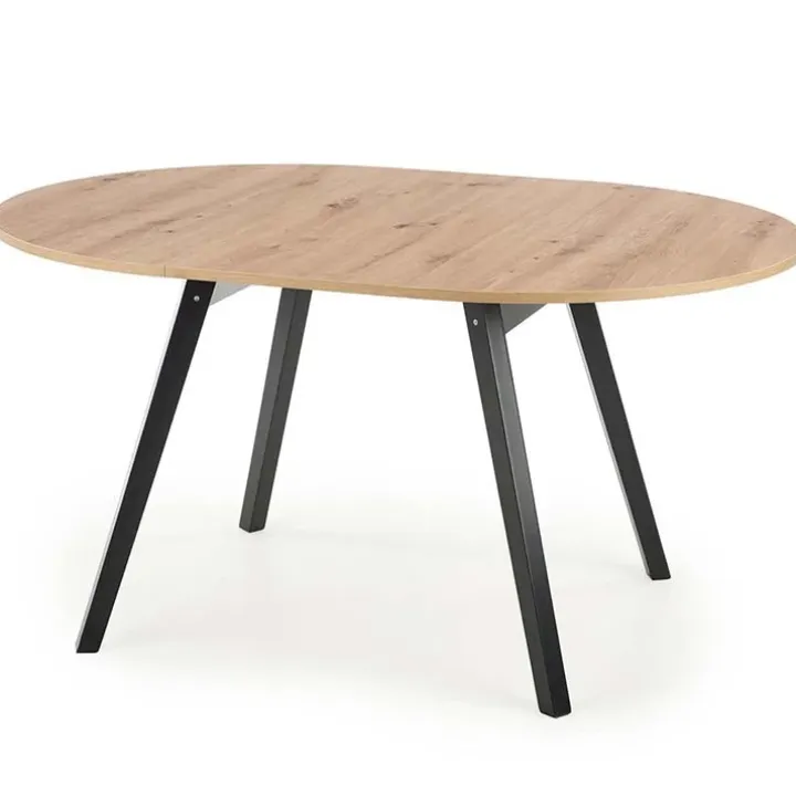 Tavolo 102/142cm rotondo allungabile moderno rovere nero Medina