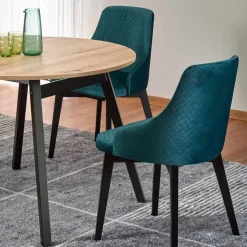 Tavolo 102/142cm rotondo allungabile moderno rovere nero Medina