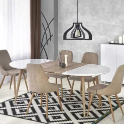 Tavolo 120/200cm rotondo ovale bianco rovere sanremo Papiro Gihome®