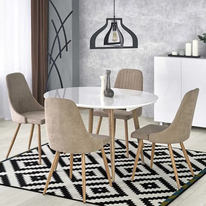 Tavolo 120/200cm rotondo ovale bianco rovere sanremo Papiro Gihome®