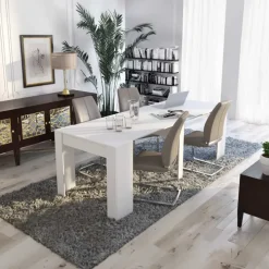 Tavolo consolle allungabile 52/238cm moderno nobilitato bianco opaco Virginia