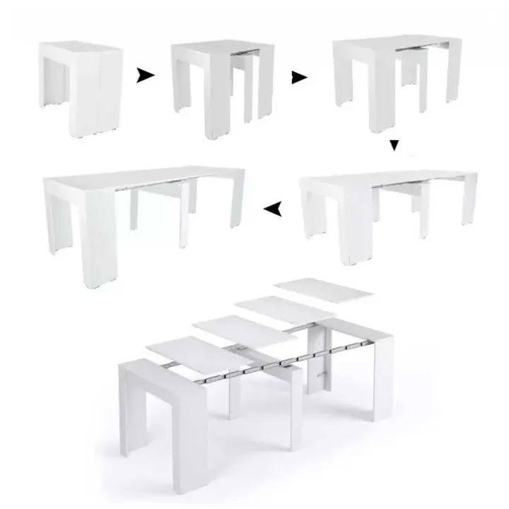 Tavolo consolle allungabile 52/238cm moderno nobilitato bianco opaco Virginia
