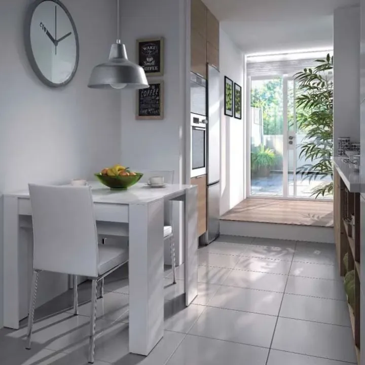 Tavolo consolle allungabile 52/238cm moderno nobilitato bianco opaco Virginia