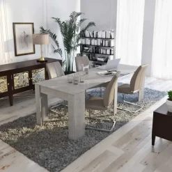Tavolo consolle allungabile 52/238cm moderno nobilitato grigio cemento Virginia