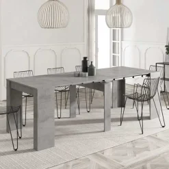Tavolo consolle allungabile 52/238cm moderno nobilitato grigio cemento Virginia