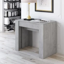 Tavolo consolle allungabile 52/238cm moderno nobilitato grigio cemento Virginia