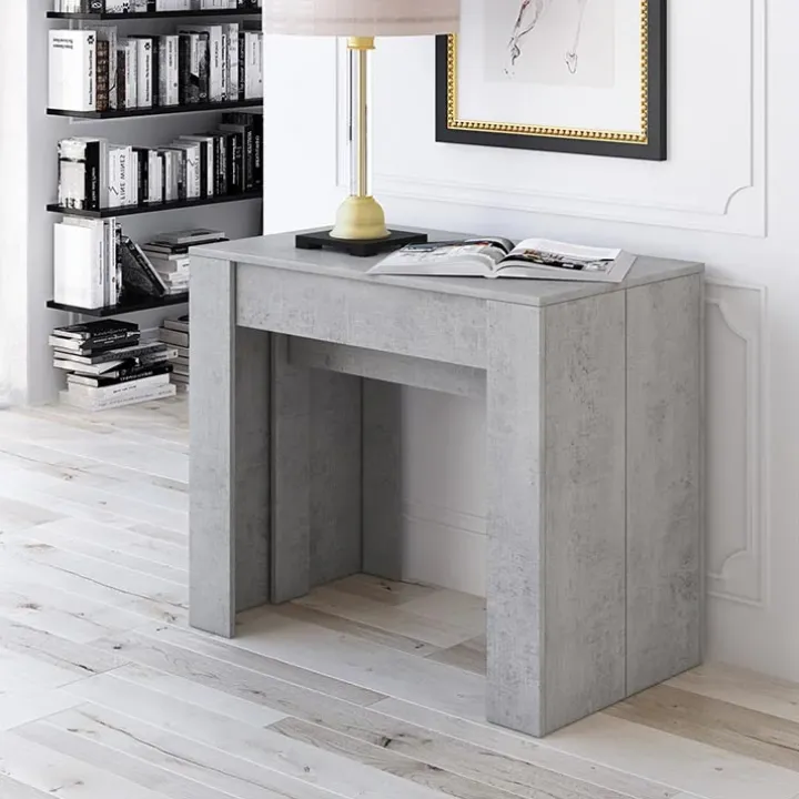 Tavolo consolle allungabile 52/238cm moderno nobilitato grigio cemento Virginia