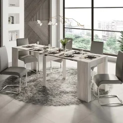 Tavolo consolle allungabile 54/252cm moderno bianco frassinato Violette