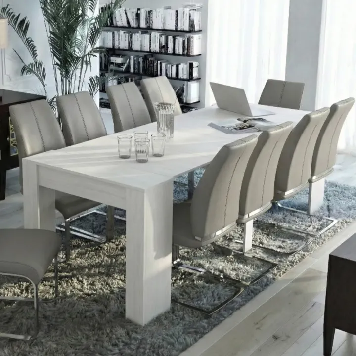 Tavolo consolle allungabile 52/238cm moderno nobilitato bianco frassinato Virginia