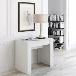 Tavolo consolle allungabile 52/238cm moderno nobilitato bianco frassinato Virginia