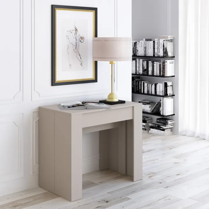 Tavolo consolle allungabile 52/238cm moderno nobilitato beige cashmere Virginia