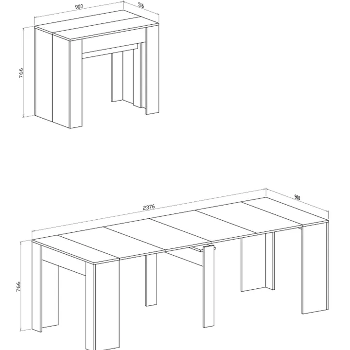 Tavolo consolle allungabile 52/238cm moderno nobilitato noce Virginia