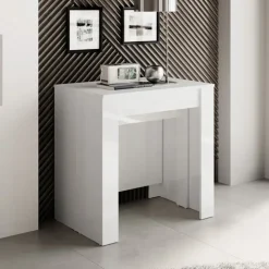 Tavolo consolle allungabile 54/252cm moderno bianco lucido Violette