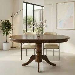 Tavolo da pranzo allungabile rotondo 90/124cm noce scuro Circle