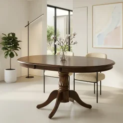 Tavolo da pranzo allungabile rotondo 90/124cm noce scuro Circle