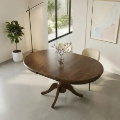 Tavolo da pranzo allungabile rotondo 90/124cm noce scuro Circle