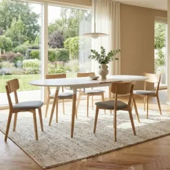 Tavolo da pranzo allungabile 160/200cm bianco opaco rovere Giove Gihome®