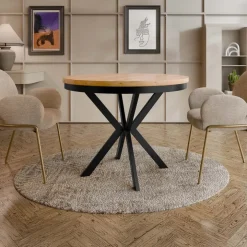 Tavolo da pranzo allungabile 90/166 cm rotondo rovere nero Vortex
