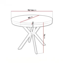 Tavolo da pranzo allungabile 90/166 cm rotondo rovere nero Vortex